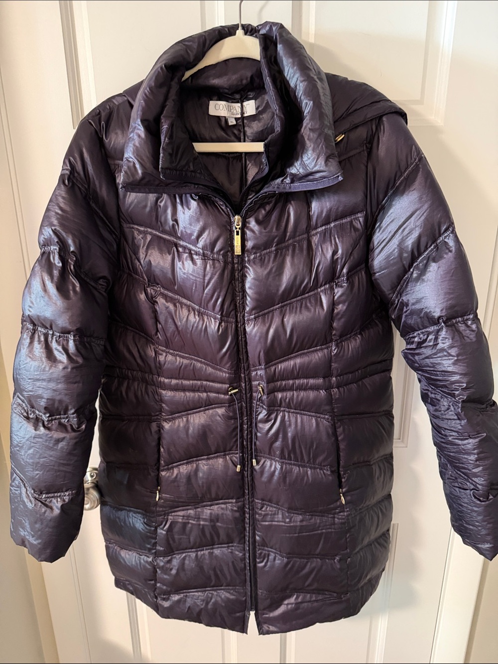 Ellen Tracy Metallic Plum Purple Lightweight Packable Down Puffer Jacket Coat XL